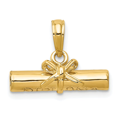 10K Yellow Gold 3-D Diploma Pendant