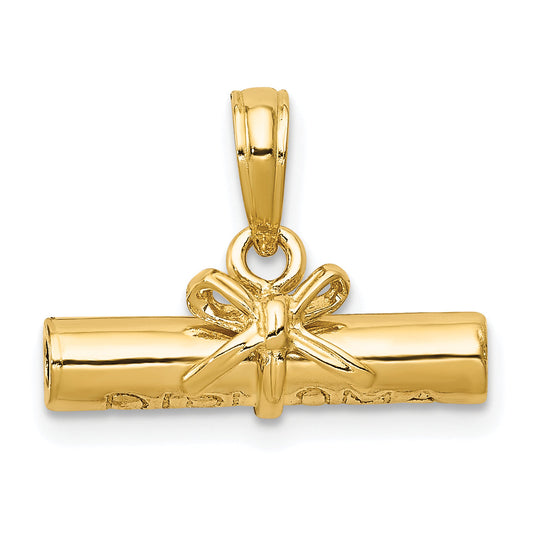 10K Yellow Gold 3-D Diploma Pendant