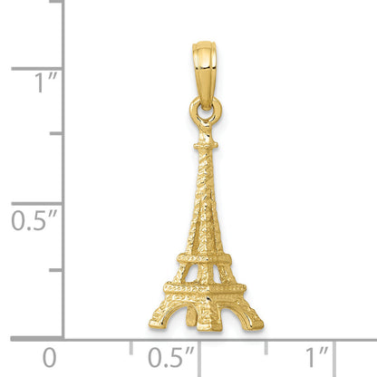10K Yellow Gold Solid Polished 3-D Eiffel Tower Charm