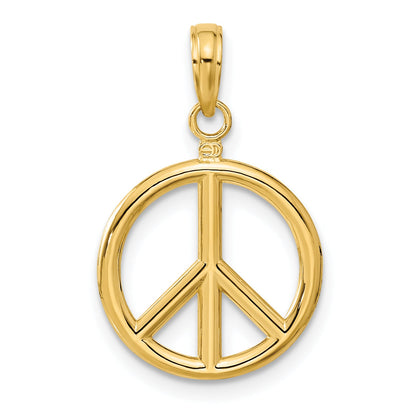 10K Yellow Gold 10K 3D Peace Symbol Pendant