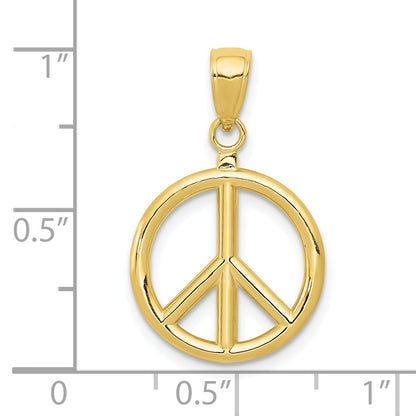 10K Yellow Gold 10K 3D Peace Symbol Pendant