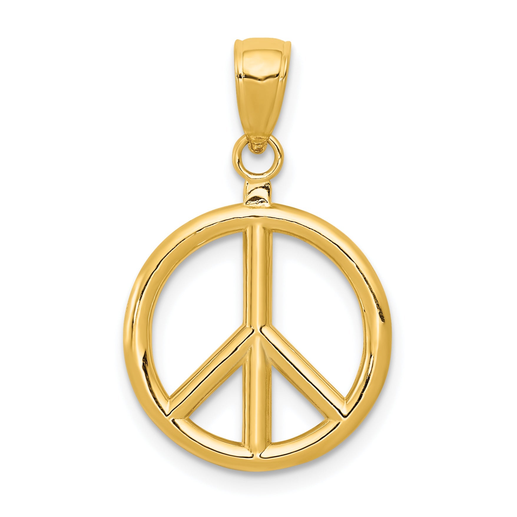 10K Yellow Gold 10K 3D Peace Symbol Pendant
