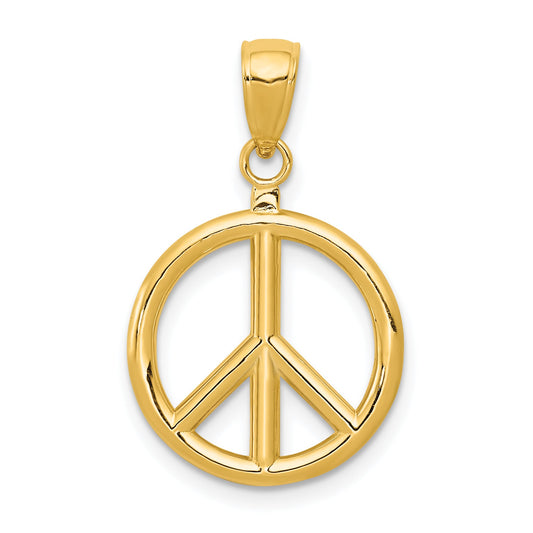 10K Yellow Gold 10K 3D Peace Symbol Pendant