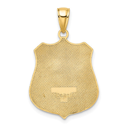 10K Yellow Gold Large Police Badge Pendant