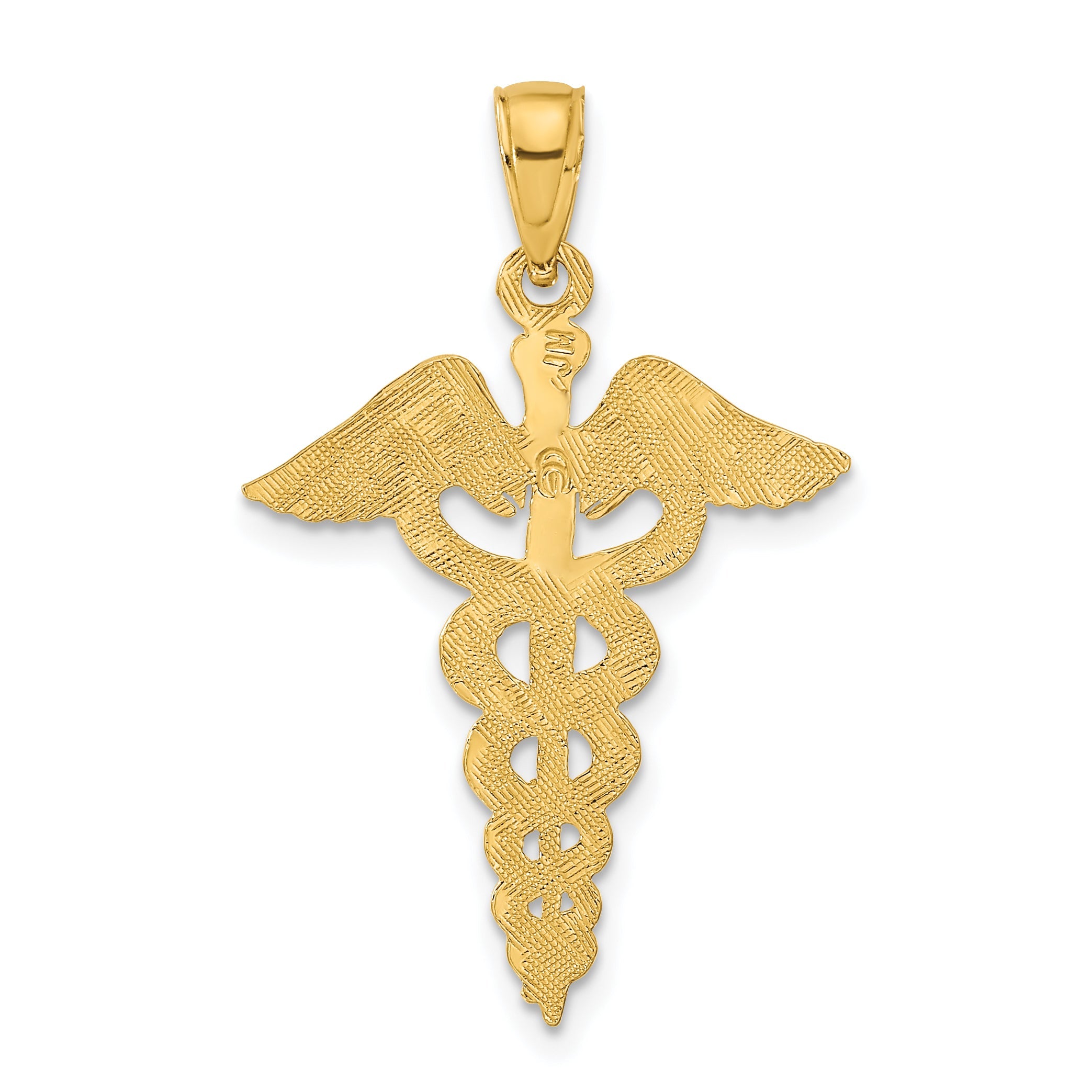 10K Yellow Gold Caduceus Pendant