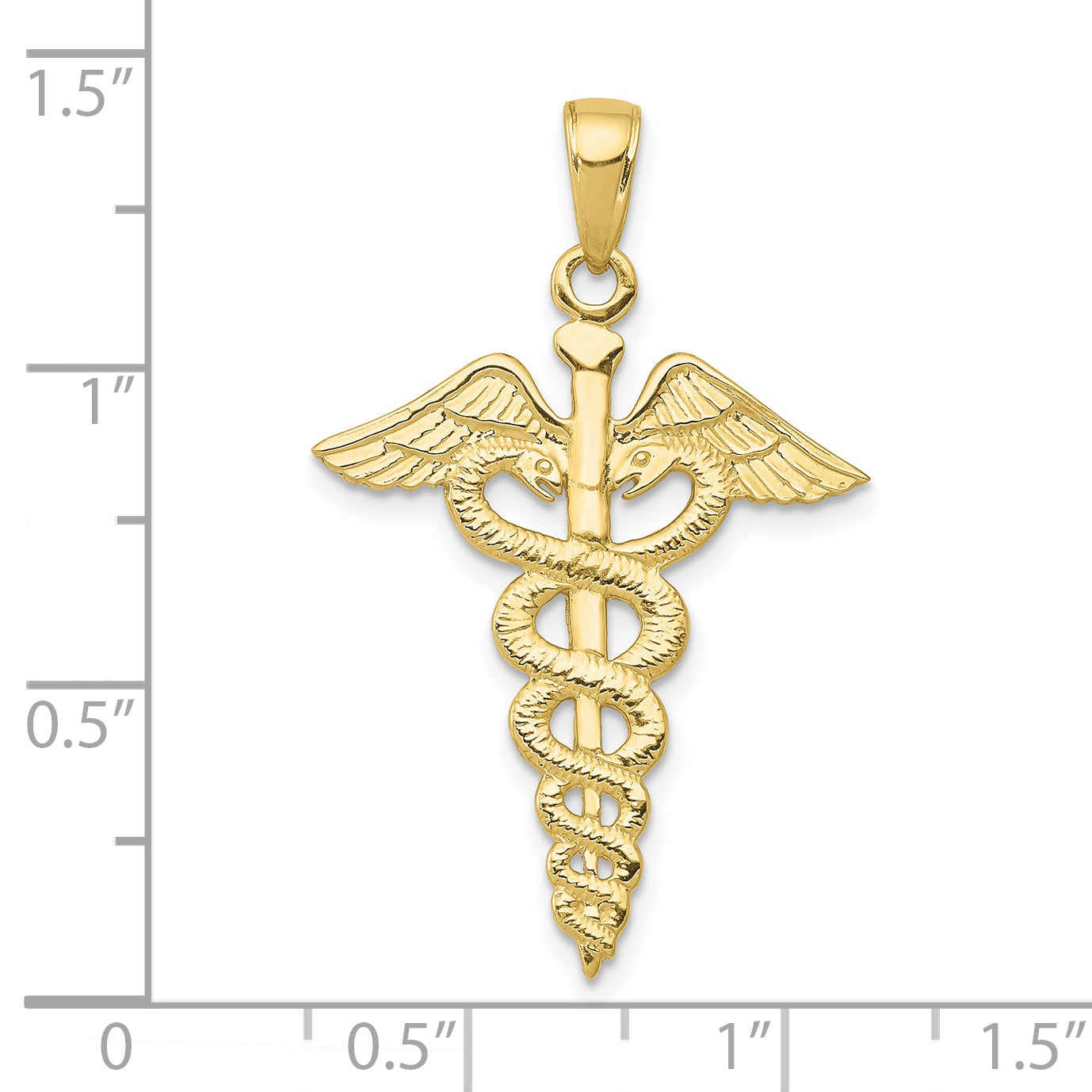 10K Yellow Gold Caduceus Pendant