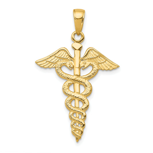 10K Yellow Gold Caduceus Pendant