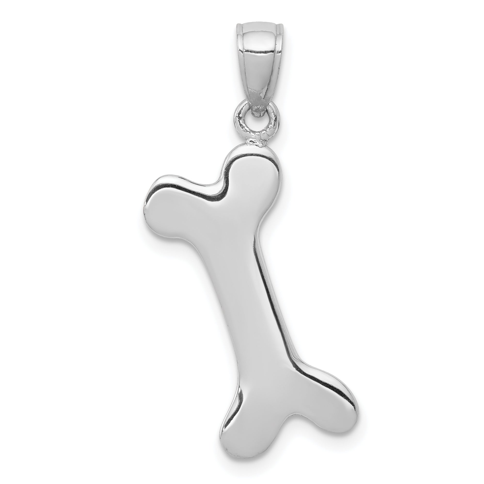 10K White Gold 3-D Dog Bone Pendant