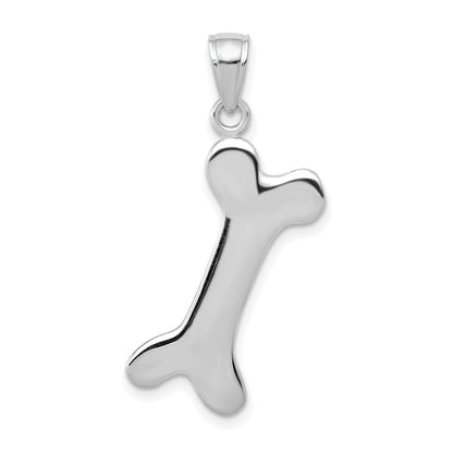 10K White Gold 3-D Dog Bone Pendant
