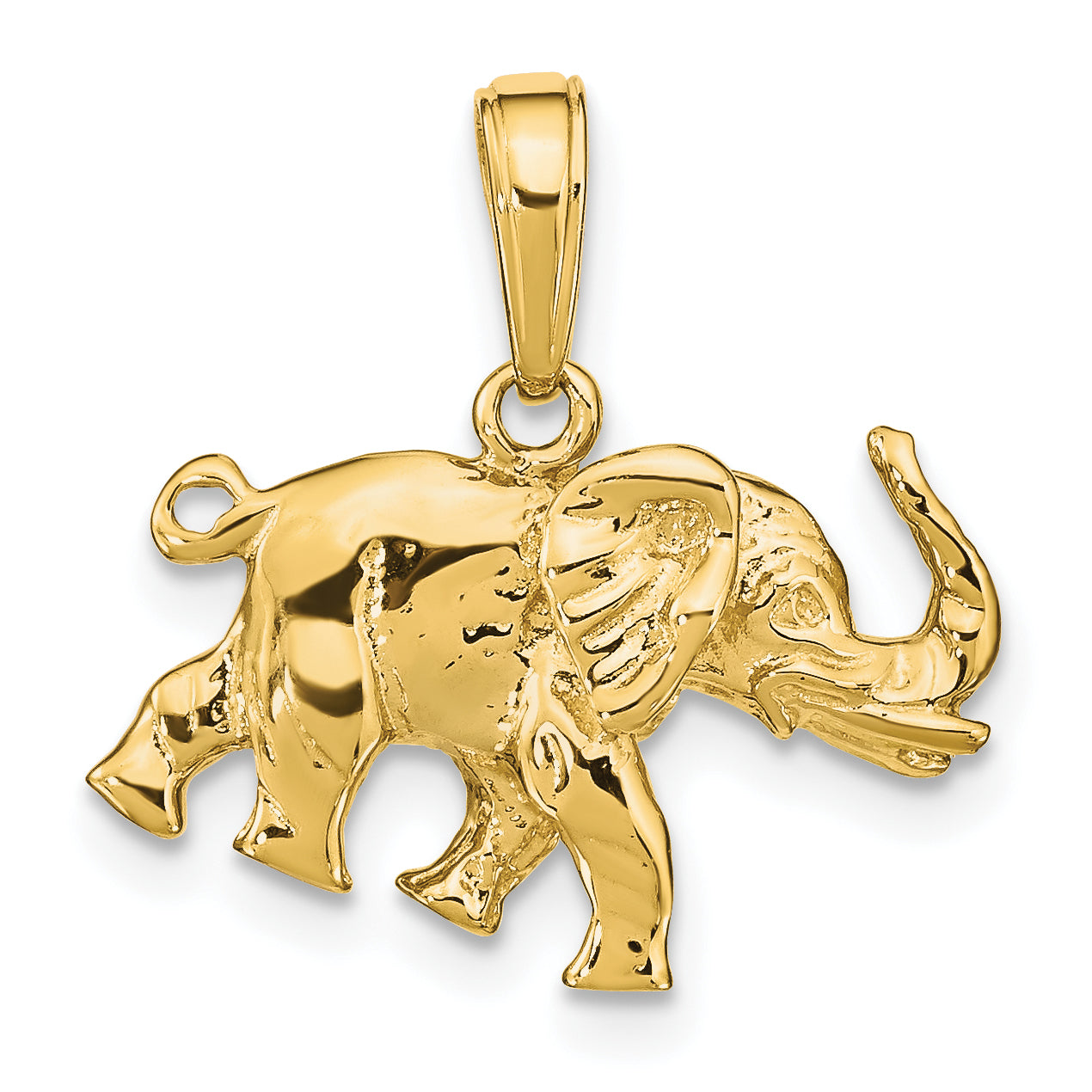 10K Yellow Gold 10K Satin 3-D Elephant Pendant