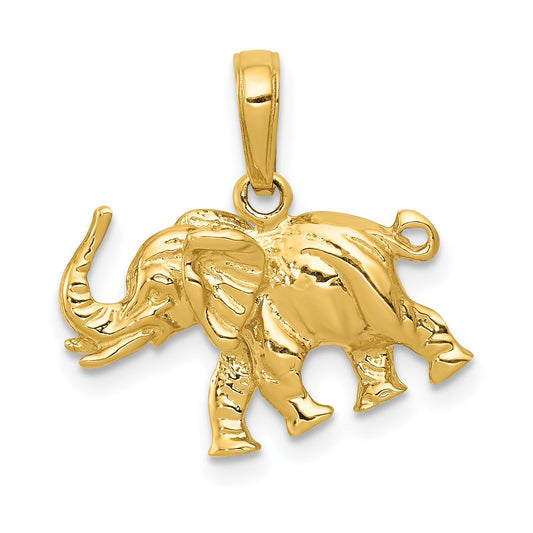 10K Yellow Gold 10K Satin 3-D Elephant Pendant