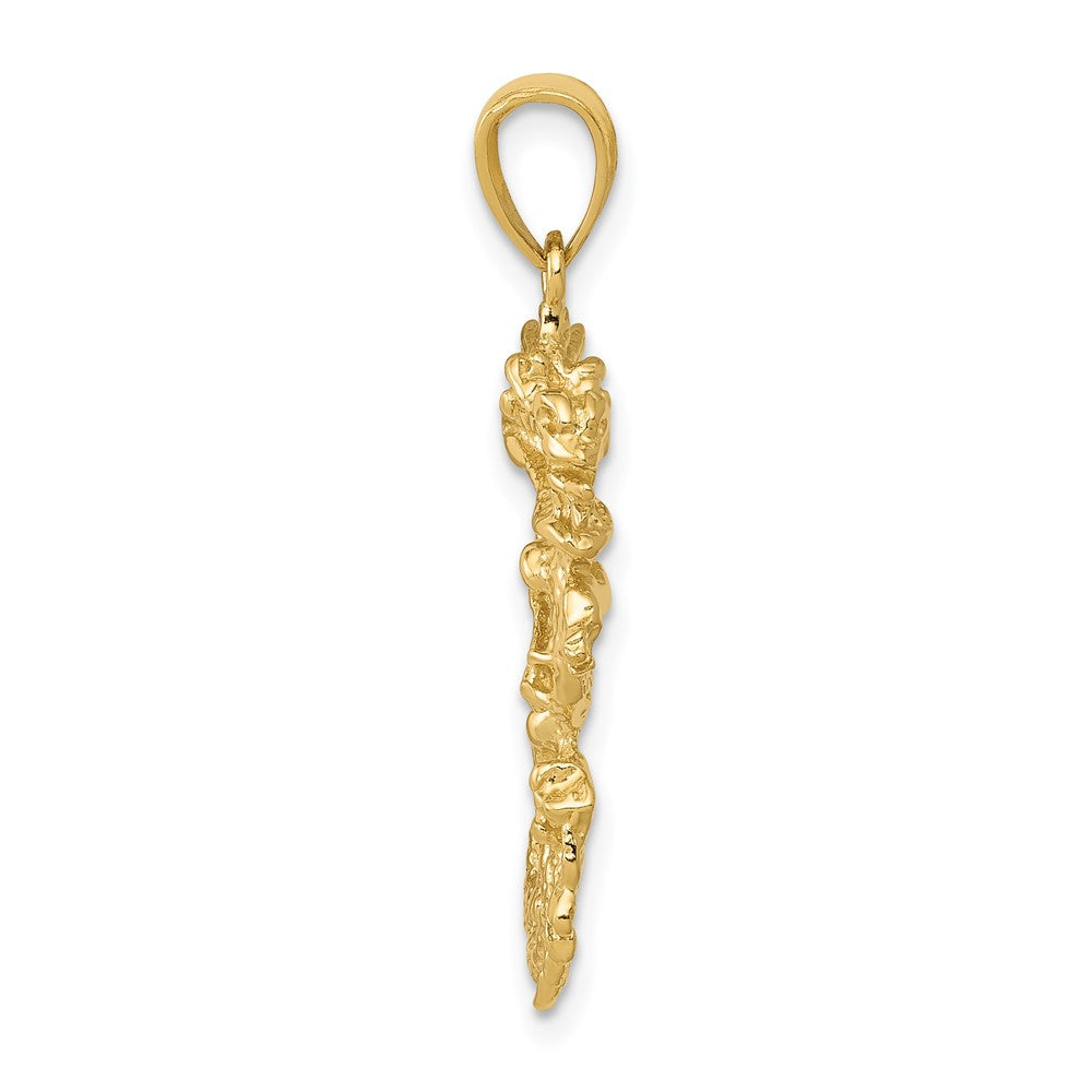 10K Yellow Gold Solid 3-D Dragon Pendant
