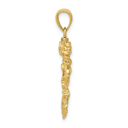 10K Yellow Gold Solid 3-D Dragon Pendant