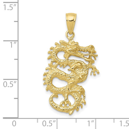 10K Yellow Gold Solid 3-D Dragon Pendant