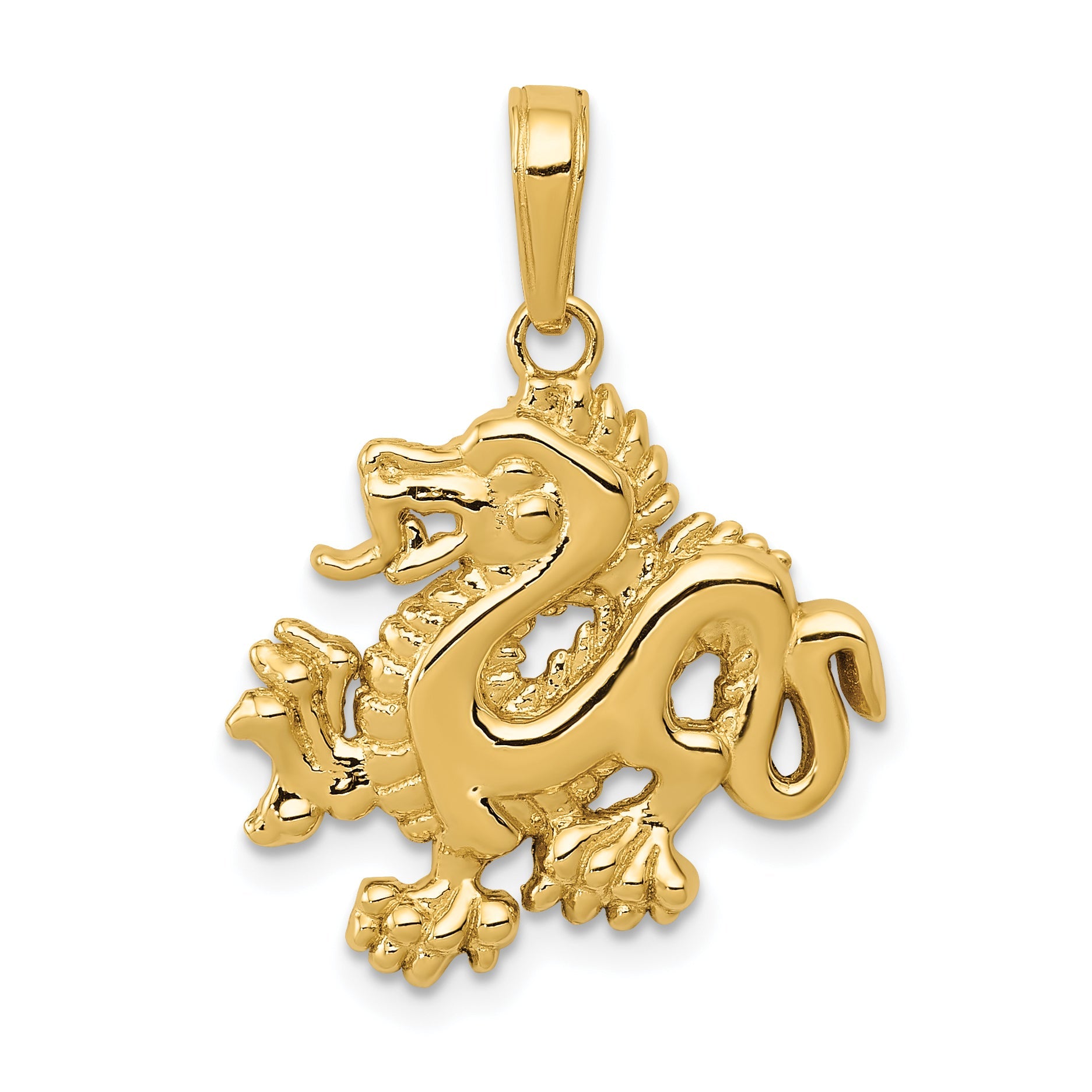 10K Yellow Gold Dragon Pendant