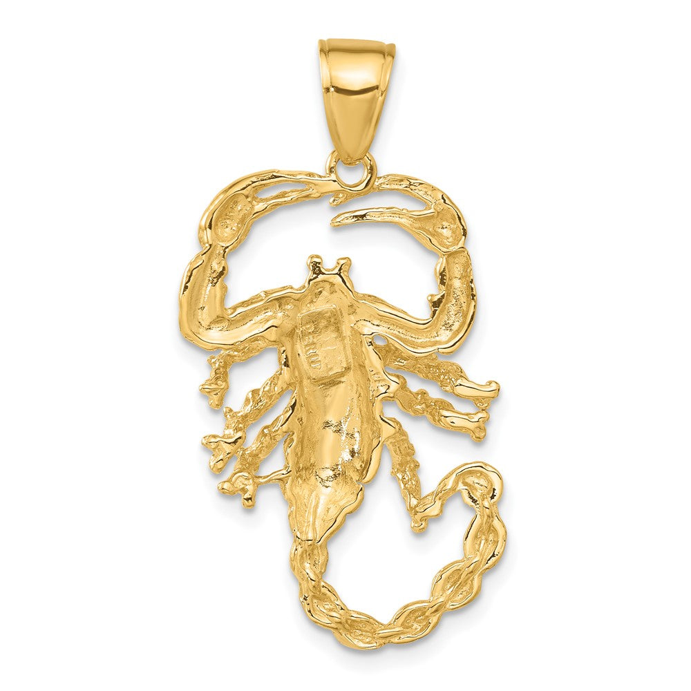 10K Yellow Gold Solid Polished Open-Backed Scorpion Pendant