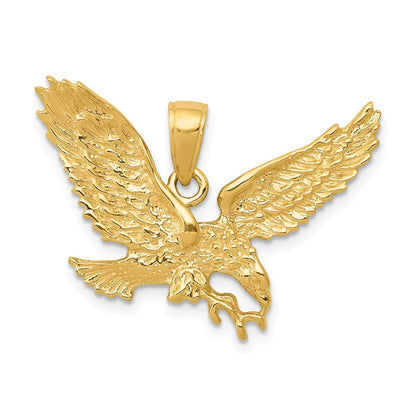 10K Yellow Gold Solid Polished Eagle Pendant