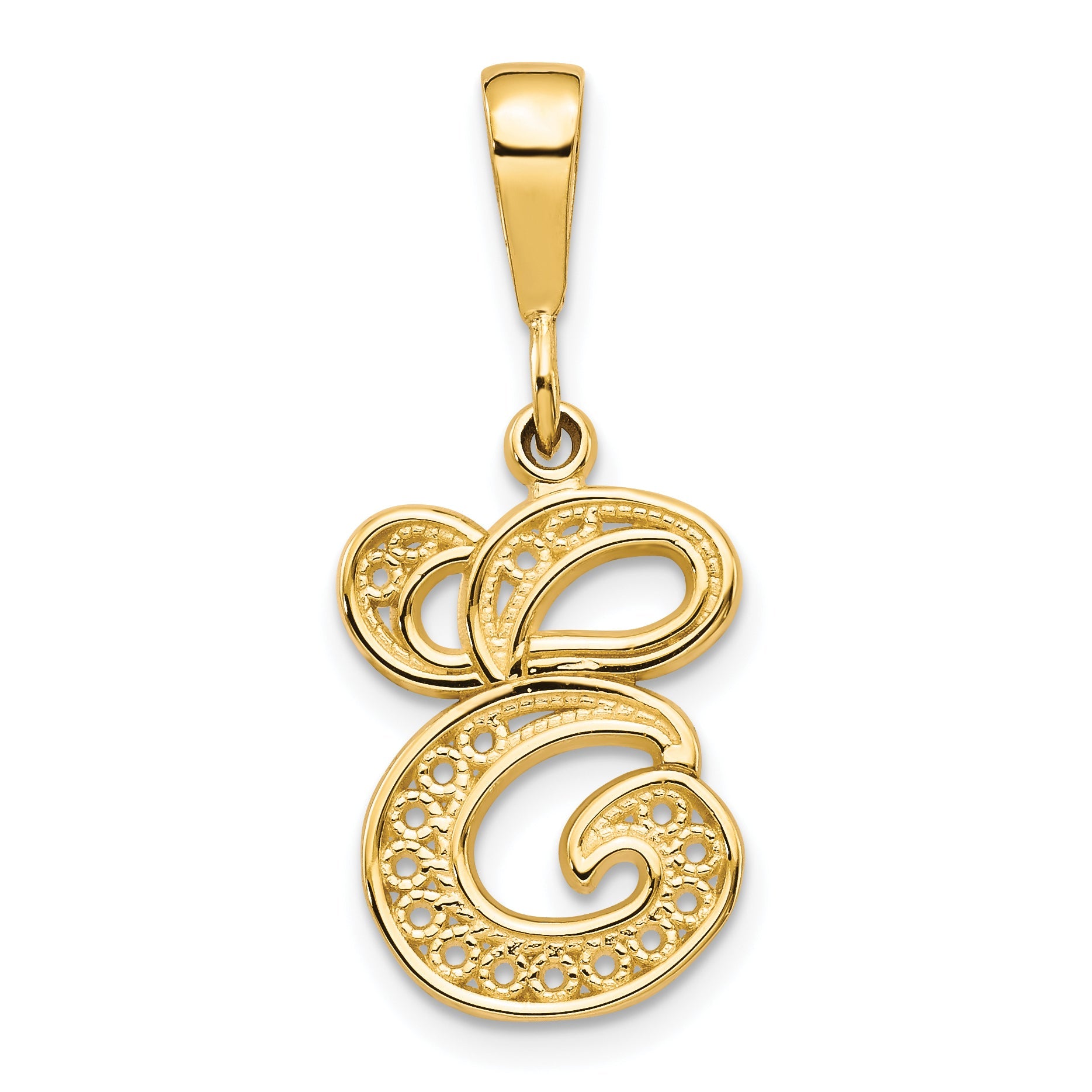 10k Yellow Gold Initial E Pendant