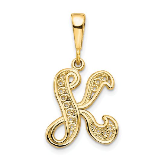 10k Yellow Gold Initial K Pendant