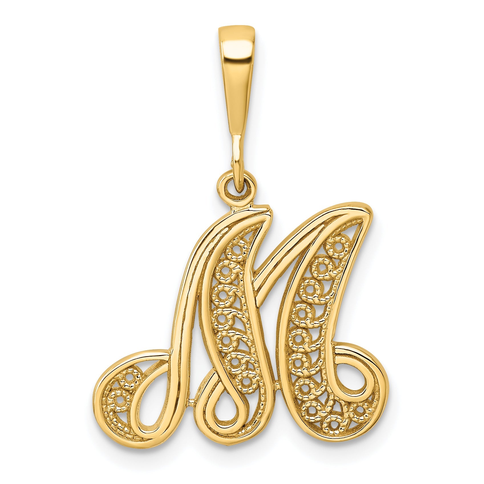 10k Yellow Gold Initial M Pendant