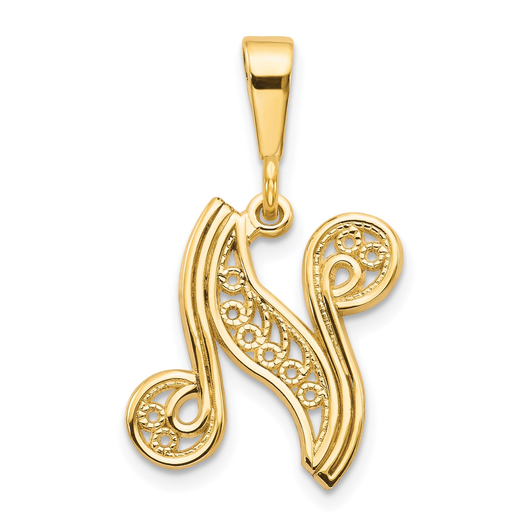 10k Yellow Gold Initial N Pendant