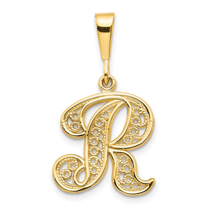 10k Yellow Gold Initial R Pendant
