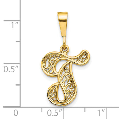 10k Yellow Gold Initial T Pendant