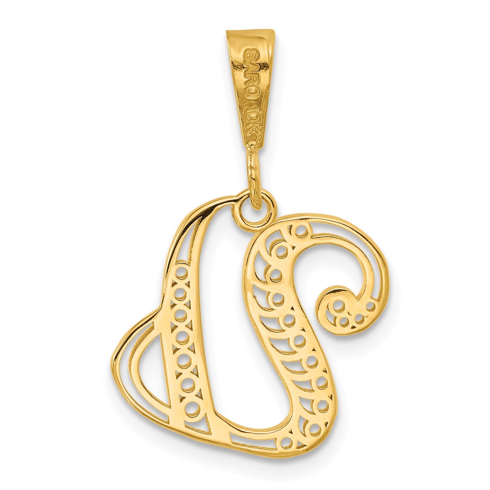 10K Yellow Gold Initial U Pendant