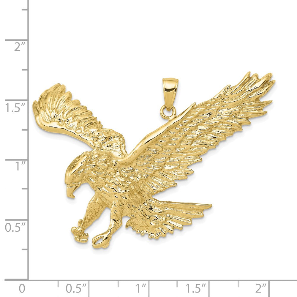 10K Yellow Gold Solid Polished Eagle Pendant