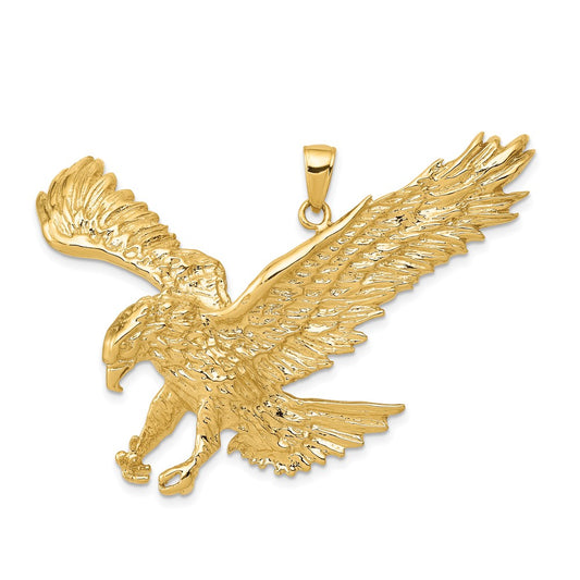 10K Yellow Gold Solid Polished Eagle Pendant