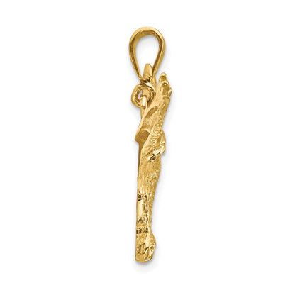10K Yellow Gold Solid Polished Eagle Pendant
