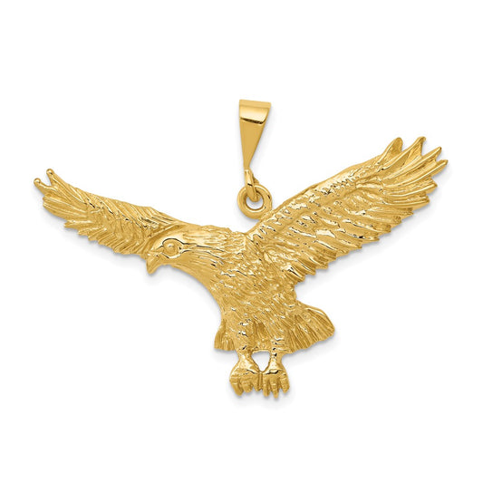 10K Yellow Gold Solid Polished Eagle Pendant