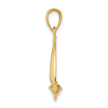 10K Yellow Gold Polished Open-Backed Sailboat Pendant