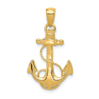 10K Yellow Gold 10K Solid Polished Anchor Pendant