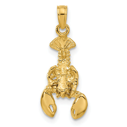 10K Yellow Gold 3-D Moveable Lobster Pendant