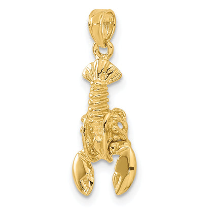 10K Yellow Gold 3-D Moveable Lobster Pendant