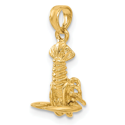 10K Yellow Gold 3-D Moveable Lobster Pendant