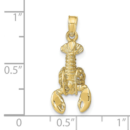 10K Yellow Gold 3-D Moveable Lobster Pendant