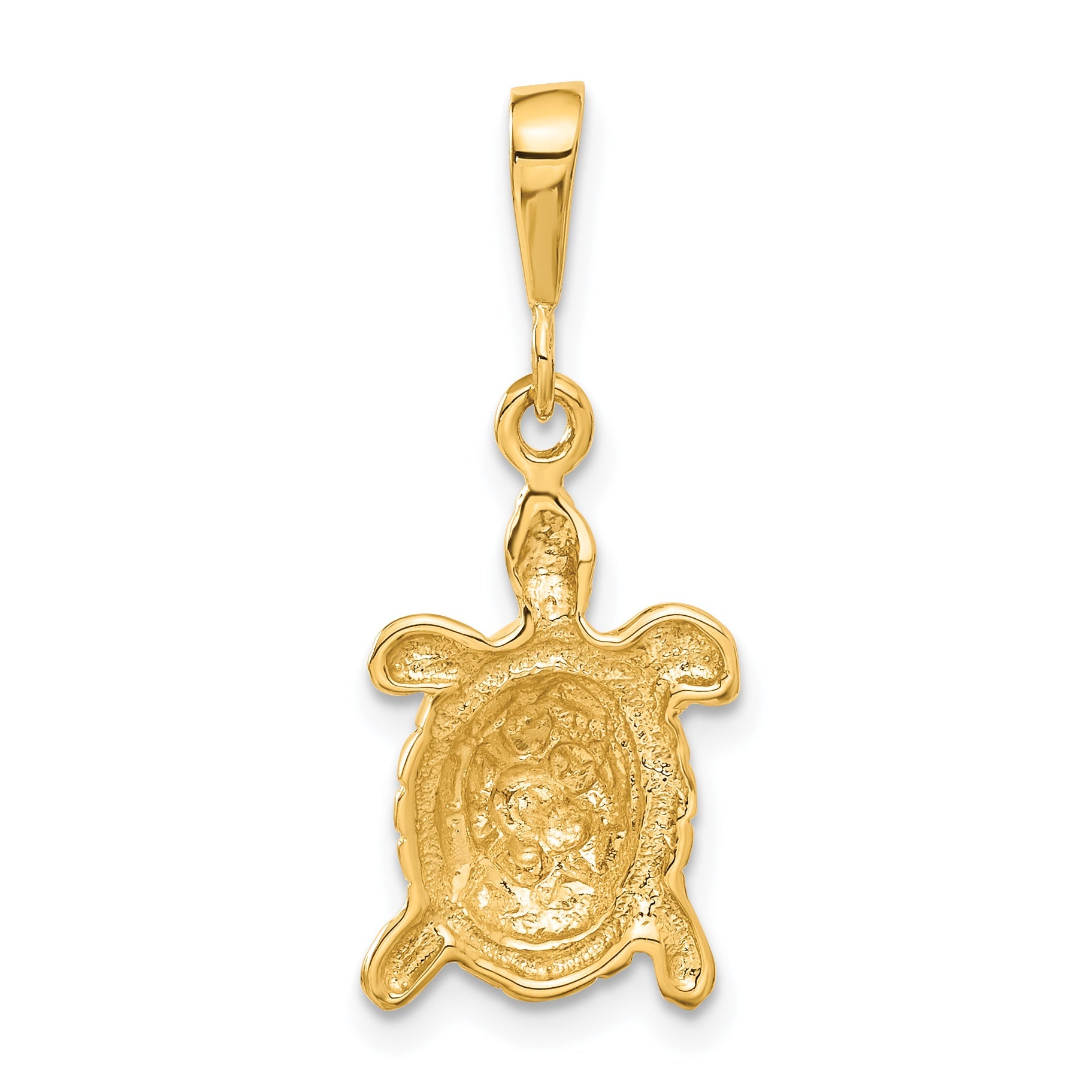 10K Yellow Gold Solid Polished Open-Backed Sea Turtle Charm