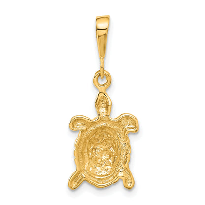 10K Yellow Gold Solid Polished Open-Backed Sea Turtle Charm