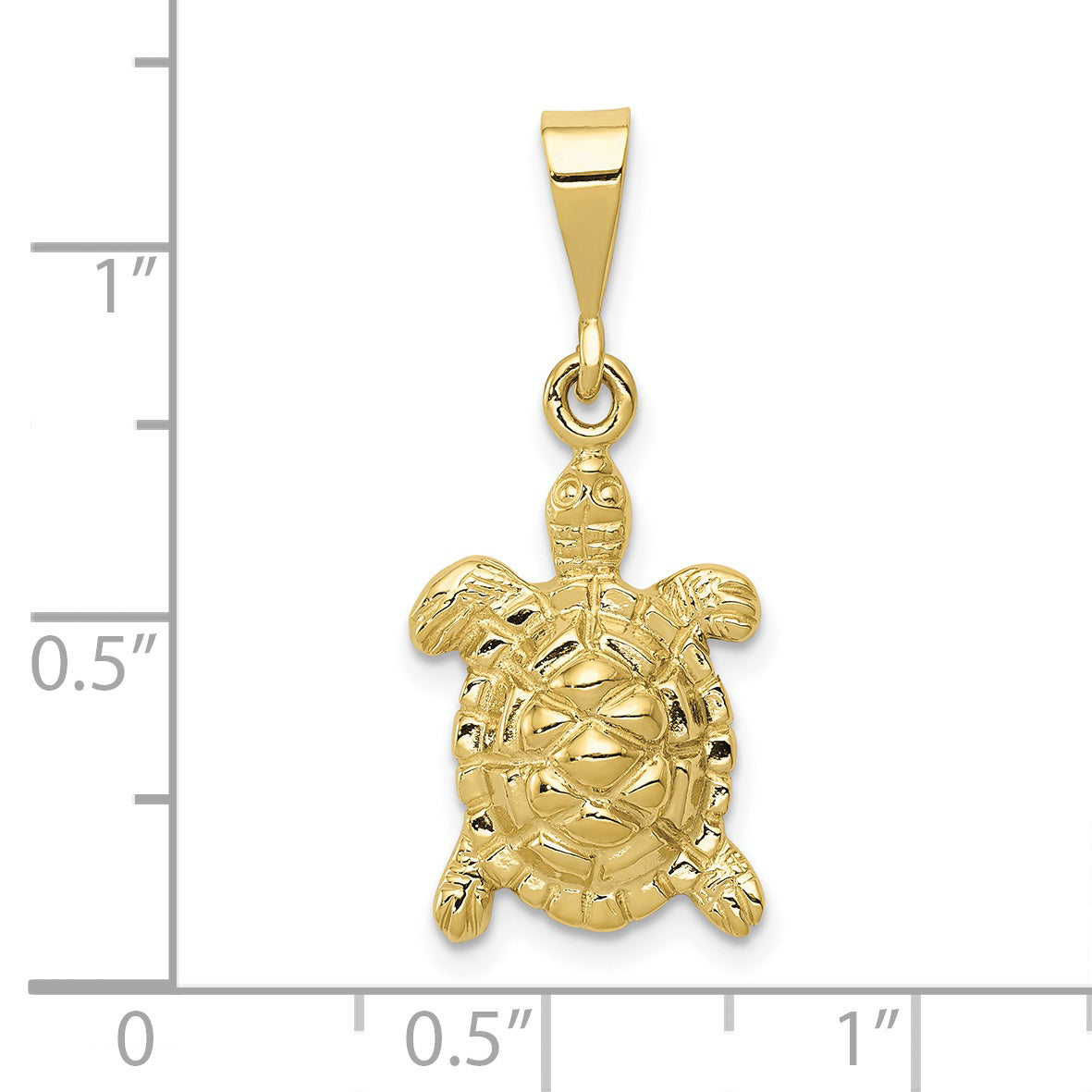 10K Yellow Gold Solid Polished Open-Backed Sea Turtle Charm