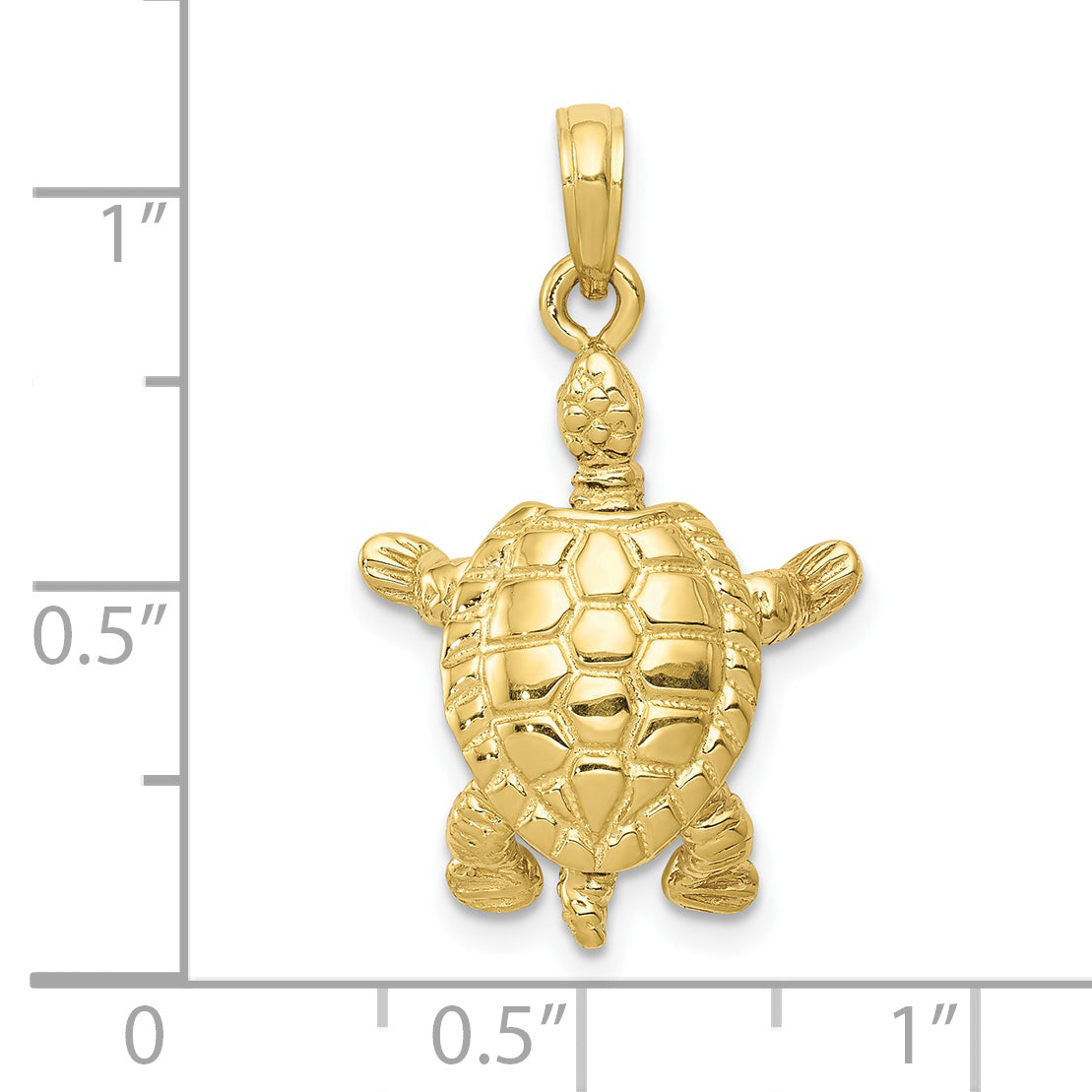10K Yellow Gold 10K Solid Polished 3-D Moveable Turtle Pendant