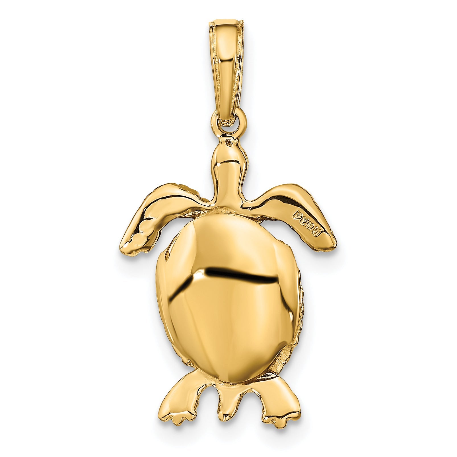 10K Yellow Gold 3-D Moveable Turtle Pendant