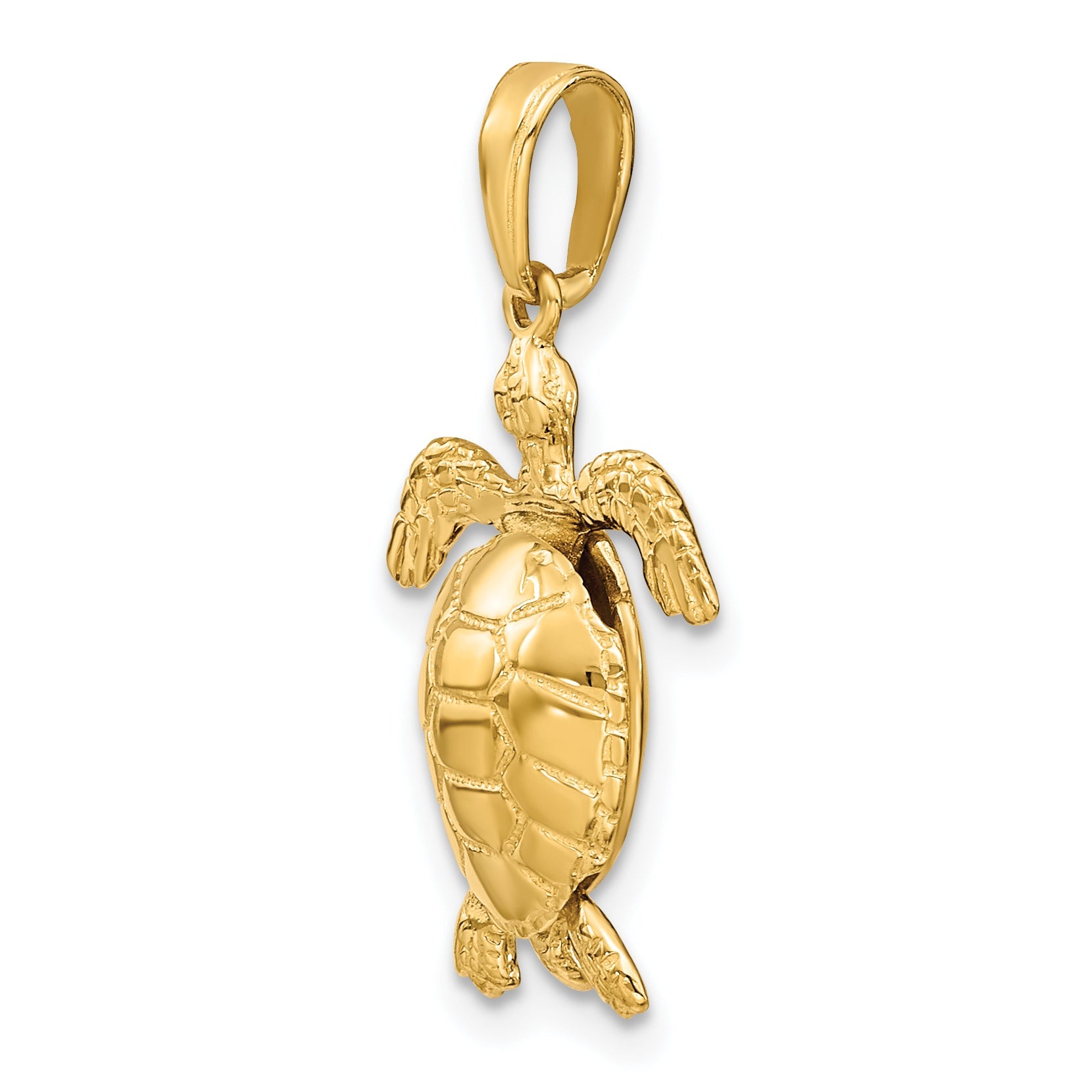 10K Yellow Gold 3-D Moveable Turtle Pendant