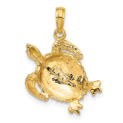10K Yellow Gold 10K Solid Polished Open-Backed Turtle Pendant
