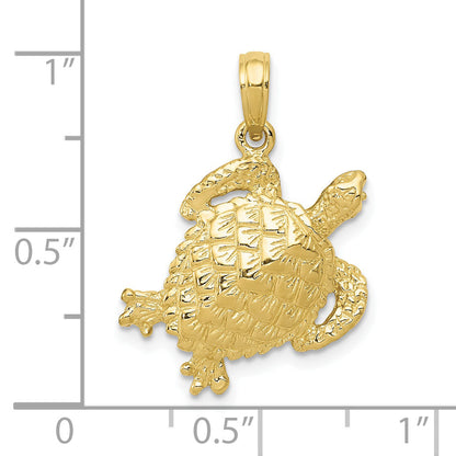 10K Yellow Gold 10K Solid Polished Open-Backed Turtle Pendant