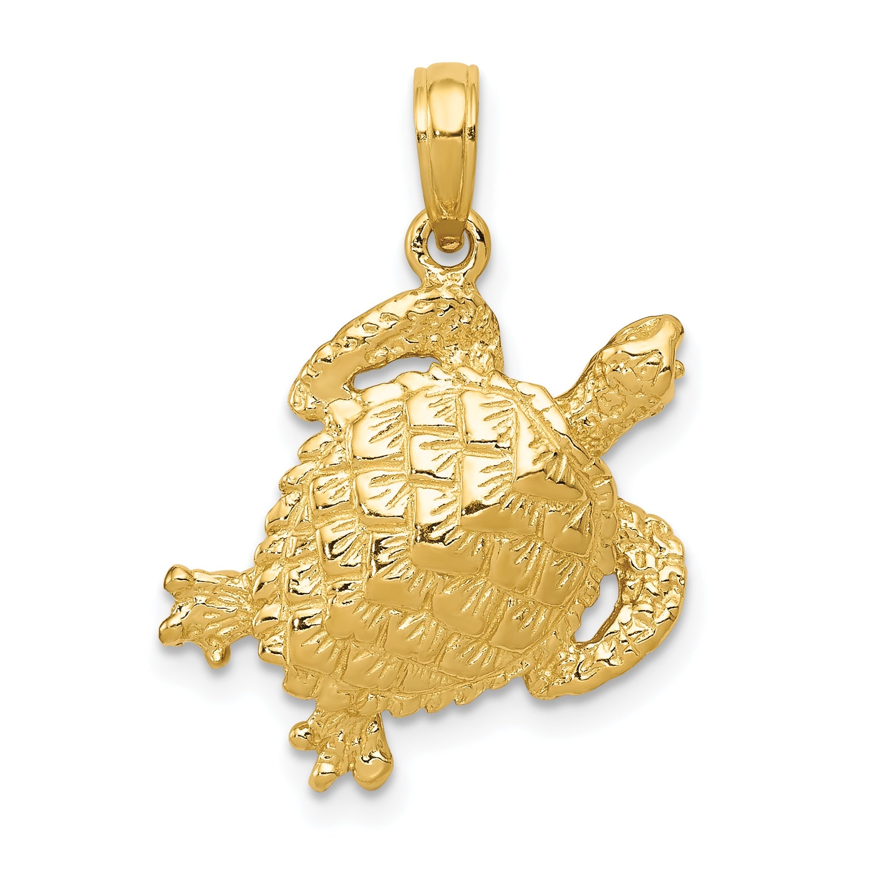 10K Yellow Gold 10K Solid Polished Open-Backed Turtle Pendant