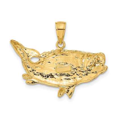 10K Yellow Gold 10K Polished Open-Backed Bass Fish Pendant