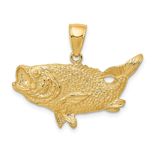 10K Yellow Gold 10K Polished Open-Backed Bass Fish Pendant