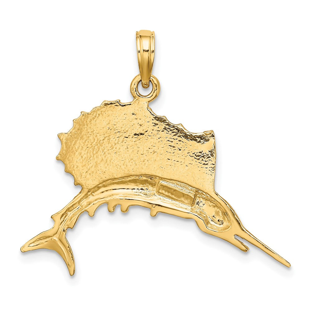 10K Yellow Gold Polished Sailfish Pendant
